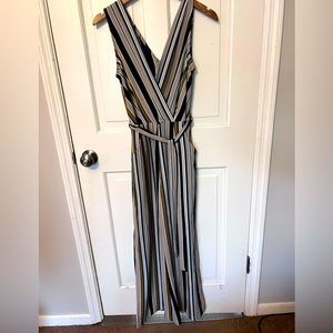 Striped V-neck Romper Pants Suit
